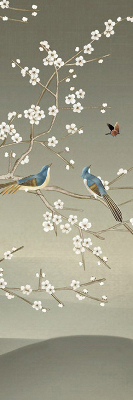 Blackout roller blind for window Birds on a branch