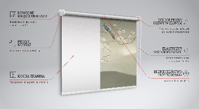 Blackout roller blind for window Birds on a branch