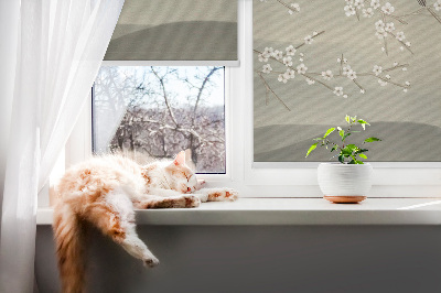 Blackout roller blind for window Birds on a branch