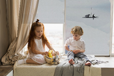 Blackout roller blind A fisherman on a boat