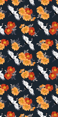 Blackout roller blind for window Flowers and cranes