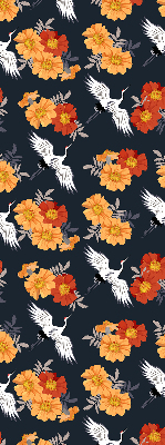 Blackout roller blind for window Flowers and cranes