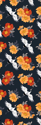 Blackout roller blind for window Flowers and cranes