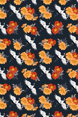 Blackout roller blind for window Flowers and cranes