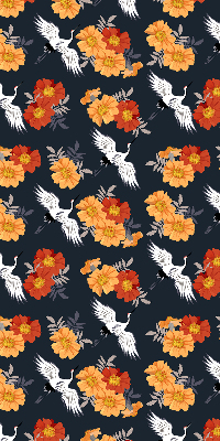 Blackout roller blind for window Flowers and cranes