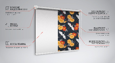 Blackout roller blind for window Flowers and cranes