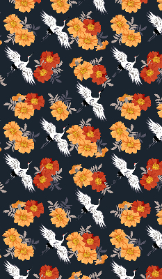 Blackout roller blind for window Flowers and cranes