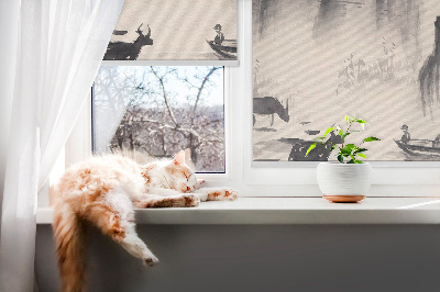 Fabric roller blind for window Rocks