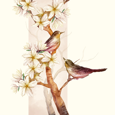 Blackout roller blind Birds on a tree with flowers
