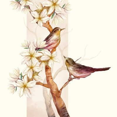 Blackout roller blind Birds on a tree with flowers