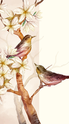 Blackout roller blind Birds on a tree with flowers