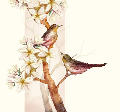 Blackout roller blind Birds on a tree with flowers
