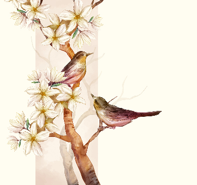 Blackout roller blind Birds on a tree with flowers