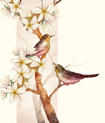 Blackout roller blind Birds on a tree with flowers