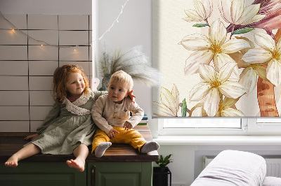 Blackout roller blind Birds on a tree with flowers
