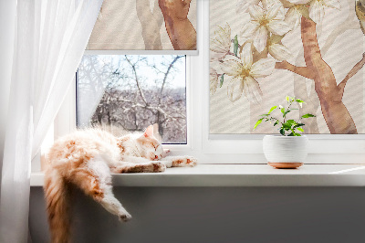 Blackout roller blind Birds on a tree with flowers