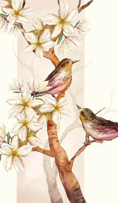 Blackout roller blind Birds on a tree with flowers