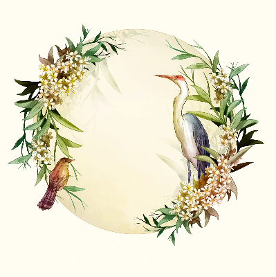 Blackout roller blind for window A crane in a circle of greenery