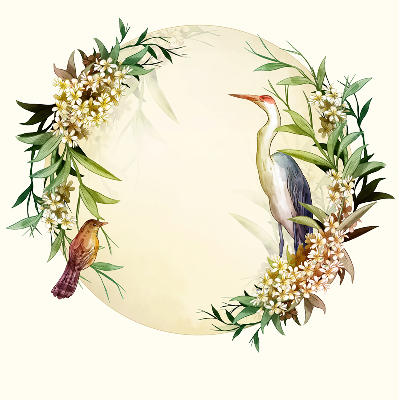 Blackout roller blind for window A crane in a circle of greenery
