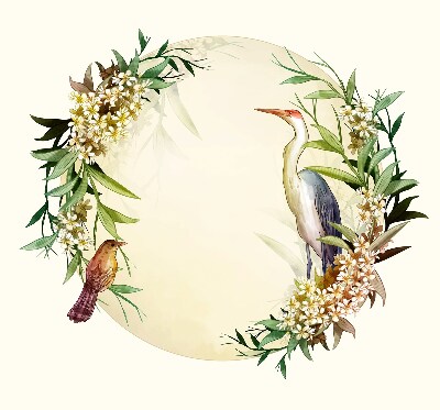 Blackout roller blind for window A crane in a circle of greenery