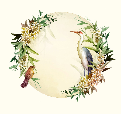 Blackout roller blind for window A crane in a circle of greenery
