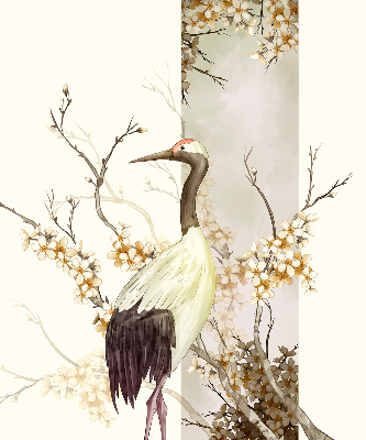 Fabric roller blind for window A crane in the bush