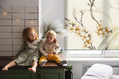 Fabric roller blind for window A crane in the bush