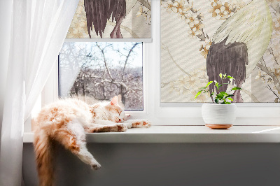 Fabric roller blind for window A crane in the bush