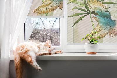 Blackout roller blind Birds in the leaves
