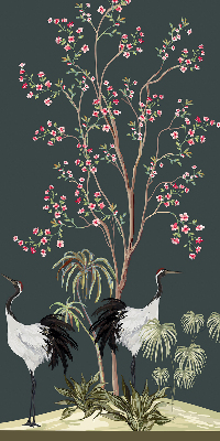 Blackout roller blind for window Birds by the rose bush
