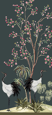 Blackout roller blind for window Birds by the rose bush