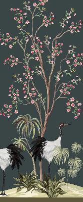 Blackout roller blind for window Birds by the rose bush