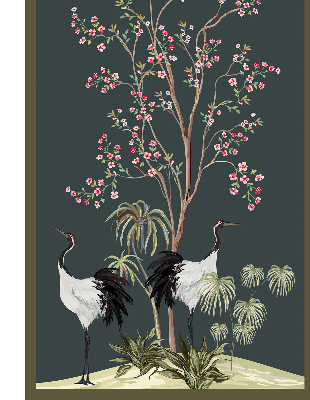Blackout roller blind for window Birds by the rose bush