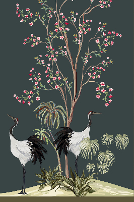 Blackout roller blind for window Birds by the rose bush