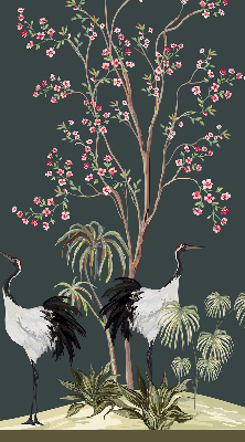 Blackout roller blind for window Birds by the rose bush