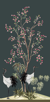 Blackout roller blind for window Birds by the rose bush