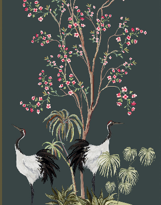Blackout roller blind for window Birds by the rose bush