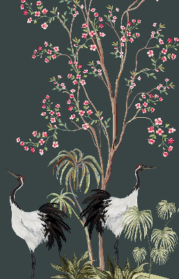 Blackout roller blind for window Birds by the rose bush