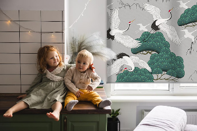 Blackout roller blind Flying Cranes