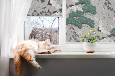 Blackout roller blind Flying Cranes