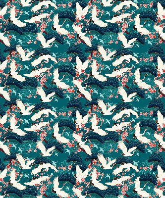 Fabric roller blind for window A flock of cranes