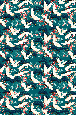Fabric roller blind for window A flock of cranes