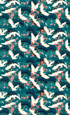 Fabric roller blind for window A flock of cranes