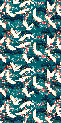 Fabric roller blind for window A flock of cranes