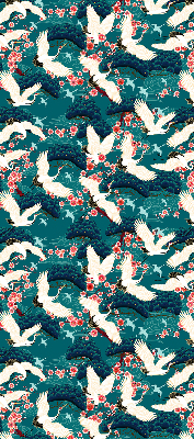 Fabric roller blind for window A flock of cranes
