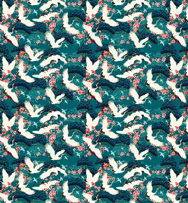 Fabric roller blind for window A flock of cranes