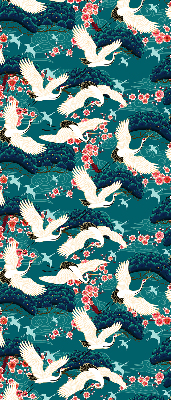 Fabric roller blind for window A flock of cranes