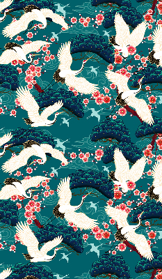 Fabric roller blind for window A flock of cranes