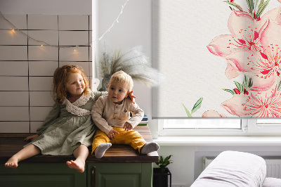 Blackout roller blind for window Pink flower