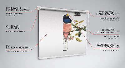 Fabric roller blind for window Birds on the branches